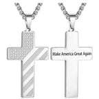 Tri-Color Cross Necklace with American Flag & Scripture: A Patriotic Expression