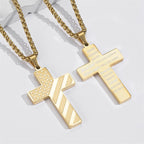 Tri-Color Cross Necklace with American Flag & Scripture: A Patriotic Expression