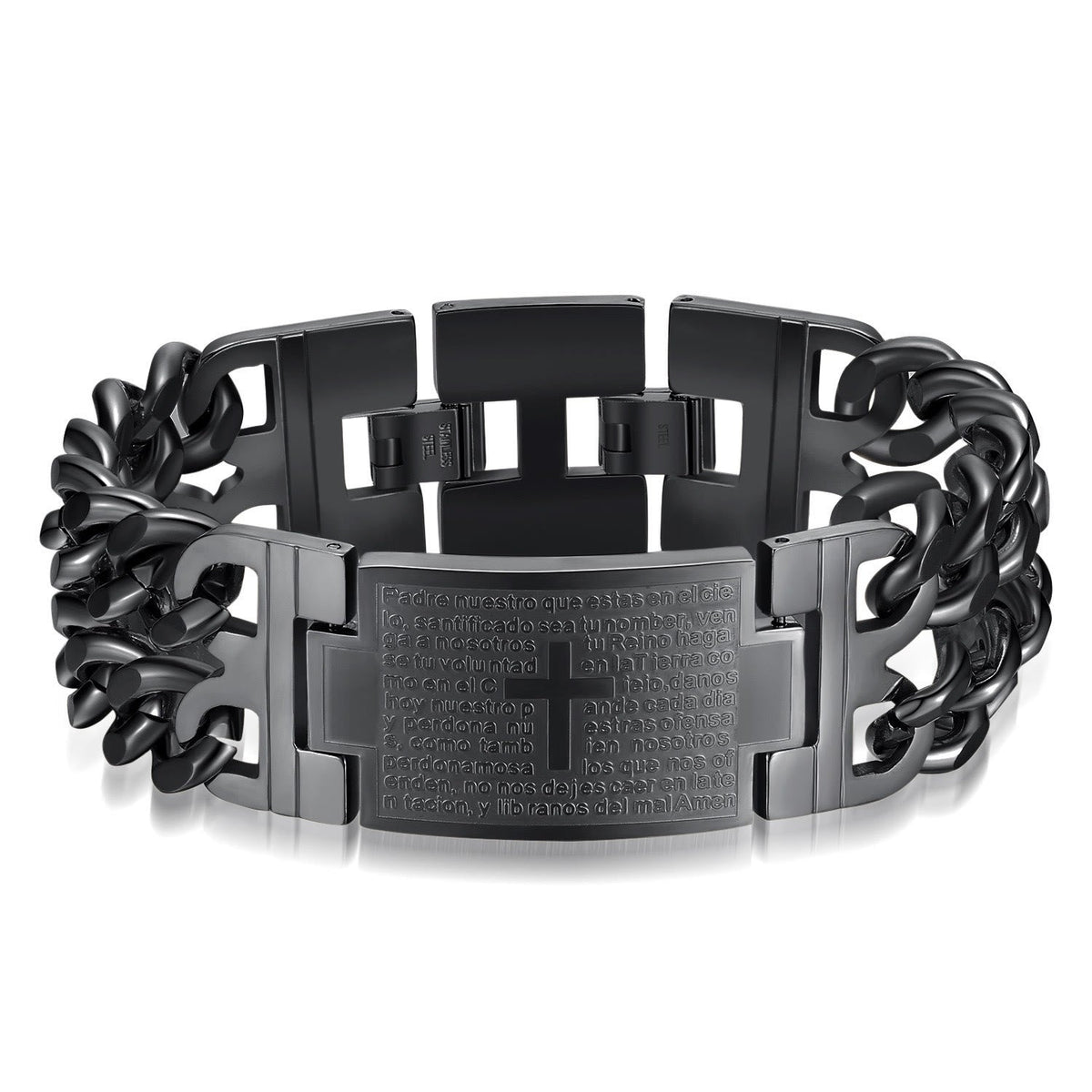 Cross & Prayer Bracelet: Sacred Text & Edgy Fashion