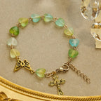 Green Heart & Butterfly Rosary, Bracelet: Devotion & Artful Spirituality