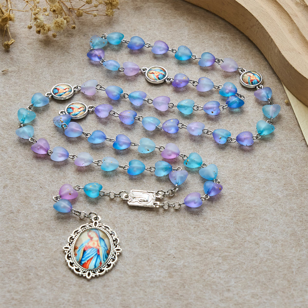 Blue Heart & Butterfly Rosary, Bracelet: Devotion & Artful Spirituality