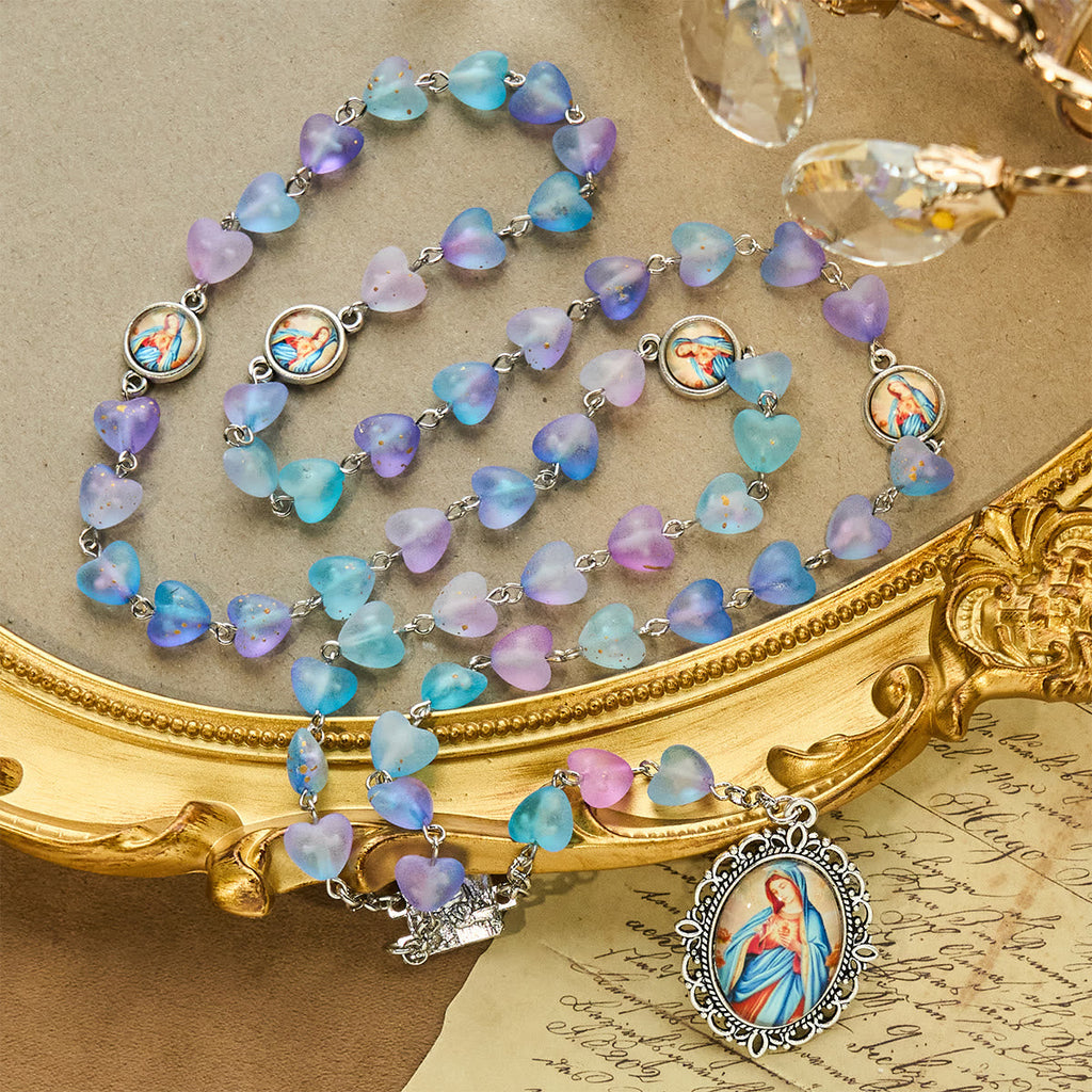Blue Heart & Butterfly Rosary, Bracelet: Devotion & Artful Spirituality