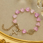 Pink Heart & Butterfly Rosary, Bracelet: Devotion & Artful Spirituality