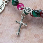 Dual-Toned Tiger Eye Memory Wire Rosary Bracelet with Saint Michael