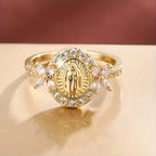 Elegant Virgin Mary Emblem Ring: Sacred Detail for Daily Devotion