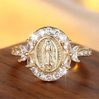 Elegant Virgin Mary Emblem Ring: Sacred Detail for Daily Devotion