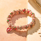 Enamel Craft Red Bead Bracelet with Cross Heart Pendant