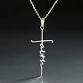 Elegant Scripted Faith Cross: Gentle Belief Charm & Daily Wear Jewelry