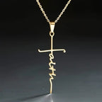 Elegant Scripted Faith Cross: Gentle Belief Charm & Daily Wear Jewelry
