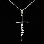 Elegant Scripted Faith Cross: Gentle Belief Charm & Daily Wear Jewelry