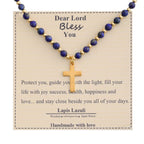 Blessed Stone Cross Necklace: Natural Gem Charm & Quiet Devotion Accent