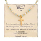 Blessed Stone Cross Necklace: Natural Gem Charm & Quiet Devotion Accent