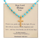 Blessed Stone Cross Necklace: Natural Gem Charm & Quiet Devotion Accent