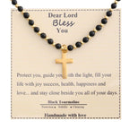 Blessed Stone Cross Necklace: Natural Gem Charm & Quiet Devotion Accent