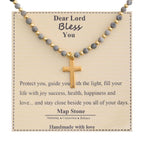 Blessed Stone Cross Necklace: Natural Gem Charm & Quiet Devotion Accent
