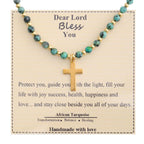 Blessed Stone Cross Necklace: Natural Gem Charm & Quiet Devotion Accent