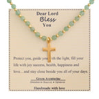 Blessed Stone Cross Necklace: Natural Gem Charm & Quiet Devotion Accent