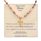 Blessed Stone Cross Necklace: Natural Gem Charm & Quiet Devotion Accent
