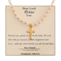 Blessed Stone Cross Necklace: Natural Gem Charm & Quiet Devotion Accent