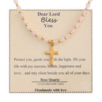 Blessed Stone Cross Necklace: Natural Gem Charm & Quiet Devotion Accent