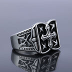 Rugged Cross Design Ring: Faith-Filled Accent for Casual Looks