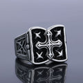 Rugged Cross Design Ring: Faith-Filled Accent for Casual Looks