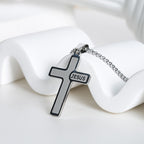 Minimalist Cross Necklace with "JESUS" Detail: Understated Expression of Faith