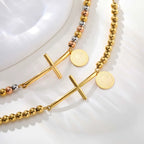Cross & Our Lady Beaded Bracelet: Spiritual Symbol with Polished Elegance