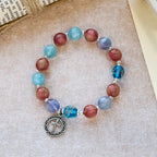UV-Changing Glitter Bead Bracelet with Ornate Cross: Shimmer in Faithful Hues