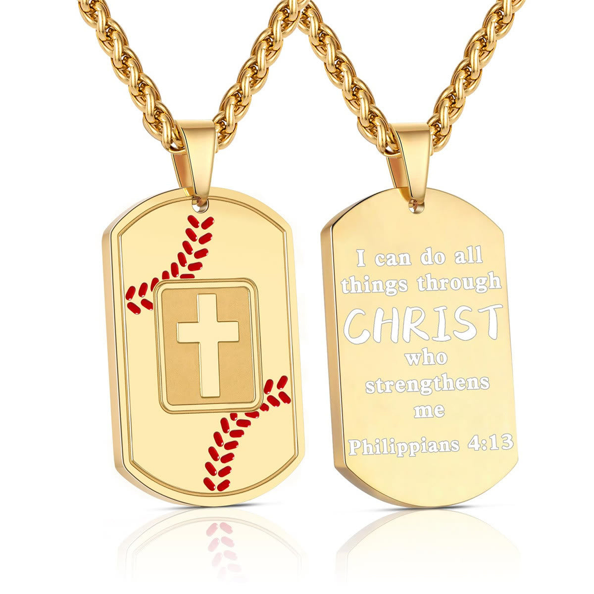 Polished Baseball Dog Tag with Scripture: Constant Grace Reminder for Daily Life