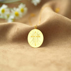 Radiant Cross Disc Necklace: Wearable Faith Token for Daily Carry