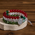 Christmas Jade Agate Rosary Bracelet: Faith & Festive Devotion