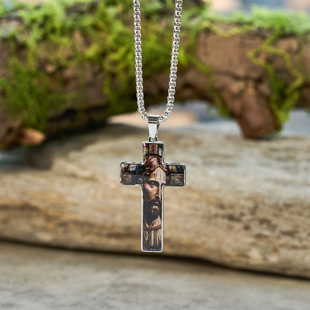 Stained-Image Cross Necklace: Artful Faith Close to the Heart