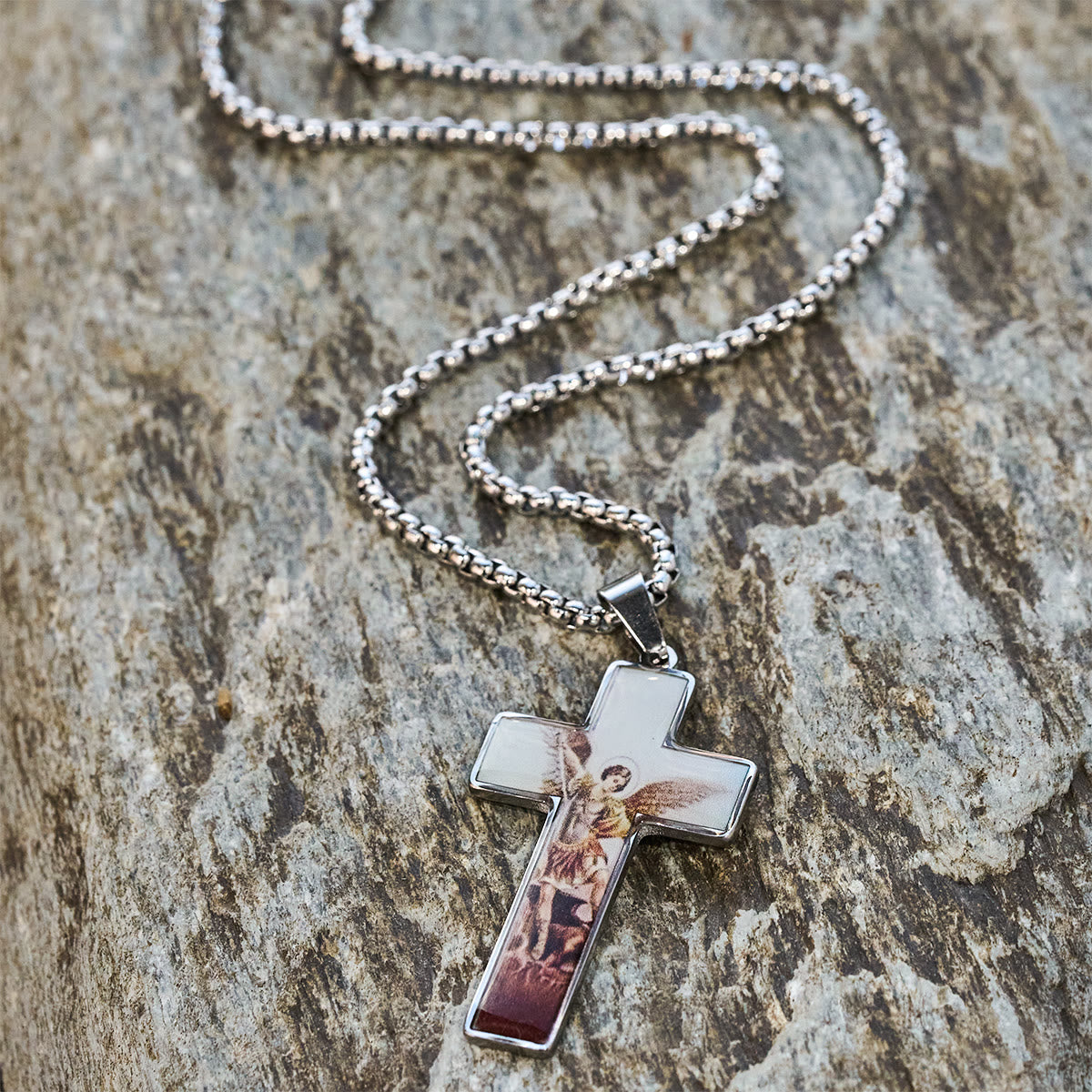 Stained-Image Cross Necklace: Artful Faith Close to the Heart