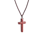 Handcrafted Red Sandalwood Cross Necklace — Simple Devotion, Everyday Wear