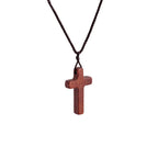 Handcrafted Red Sandalwood Cross Necklace — Simple Devotion, Everyday Wear
