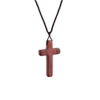Handcrafted Red Sandalwood Cross Necklace — Simple Devotion, Everyday Wear