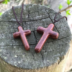Handcrafted Red Sandalwood Cross Necklace — Simple Devotion, Everyday Wear