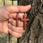 Handcrafted Red Sandalwood Cross Necklace — Simple Devotion, Everyday Wear