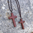 Handcrafted Red Sandalwood Cross Necklace — Simple Devotion, Everyday Wear