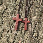 Handcrafted Red Sandalwood Cross Necklace — Simple Devotion, Everyday Wear