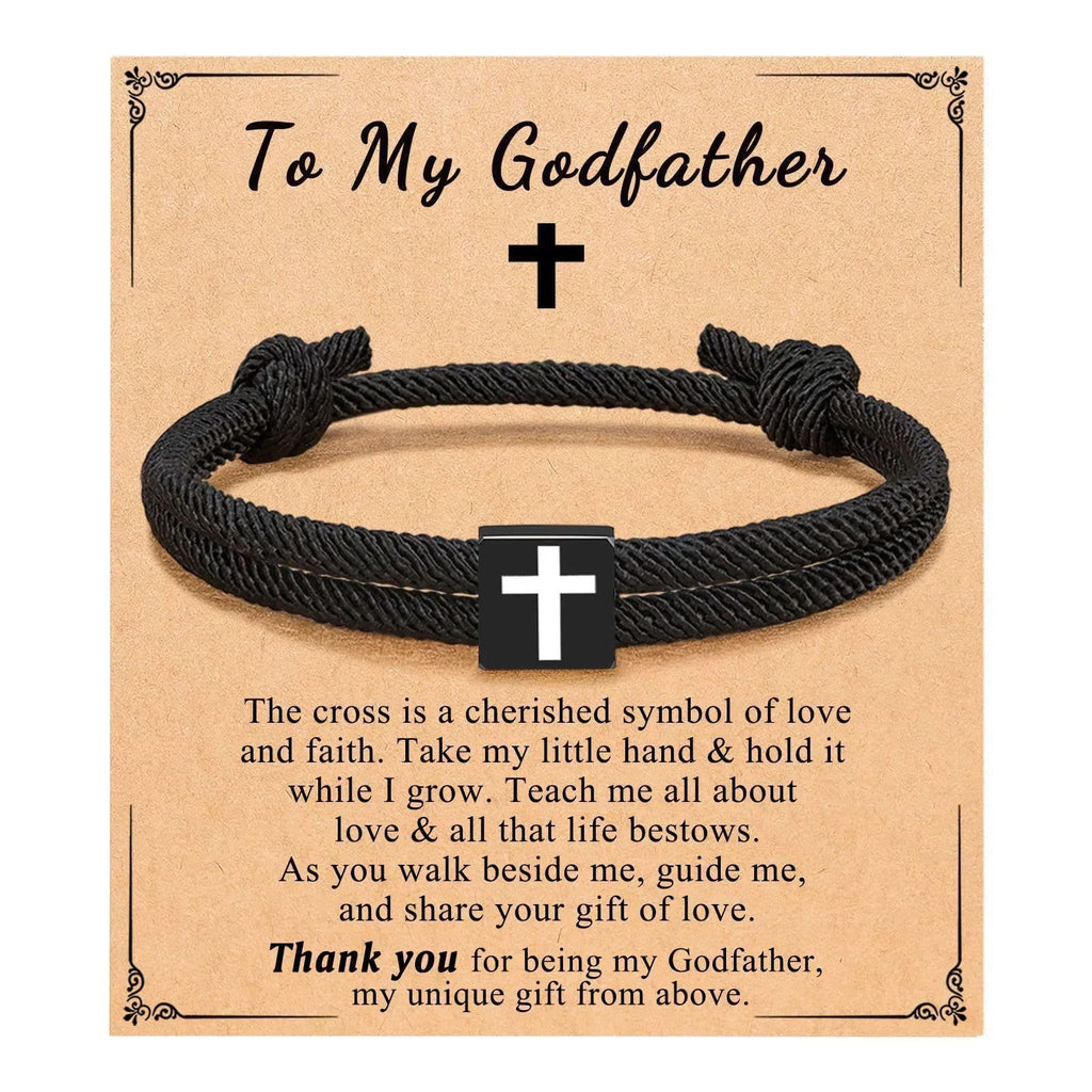 Milano Rope Cross Bracelet with Gift Card: Thoughtful Blessing for Baptism & Milestones