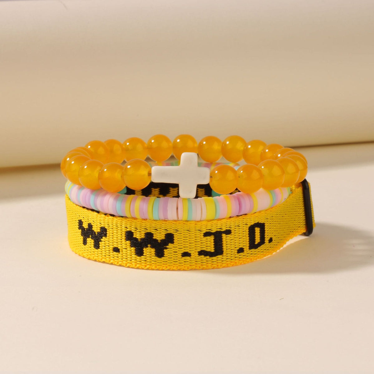 Faith Prompt Bracelet with Cross Bead & WWJD Card: Gift-Ready Keepsake