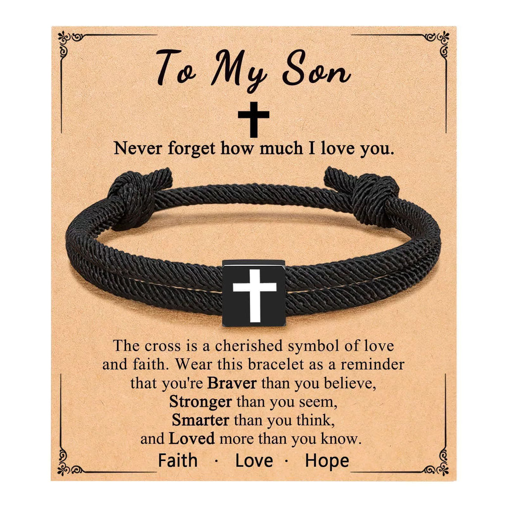 Milano Rope Cross Bracelet with Gift Card: Thoughtful Blessing for Baptism & Milestones