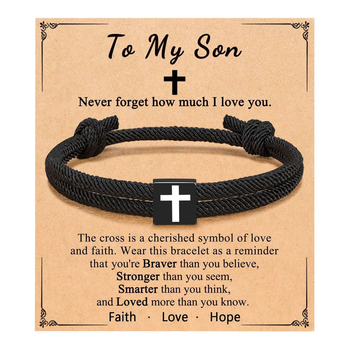 Milano Rope Cross Bracelet with Gift Card: Thoughtful Blessing for Baptism & Milestones