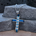 4-Color Alloy Zircon Cross Necklace: Small Daily Faith Token for Personal Style