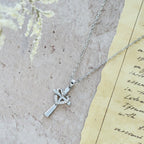 Dual - Tone Heart & Cross Necklace with Zircons: Fusion of Love and Faith