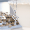 Dual - Tone Heart & Cross Necklace with Zircons: Fusion of Love and Faith