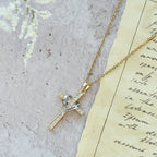 Dual - Tone Heart & Cross Necklace with Zircons: Fusion of Love and Faith