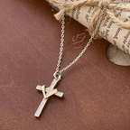 Dual - Tone Heart & Cross Necklace with Zircons: Fusion of Love and Faith